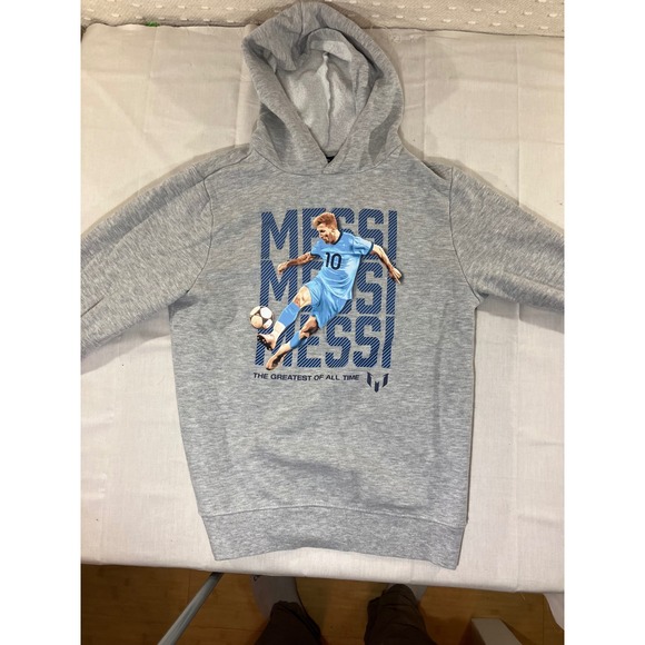 Messi Collection Hoodie Sweatshirt Gray Soccer Football XL 14/16 Kids - Picture 1 of 11